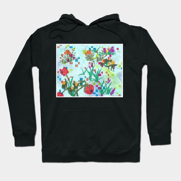 Snowy Abstract Floral Modern Art Hoodie by Maries Papier Bleu